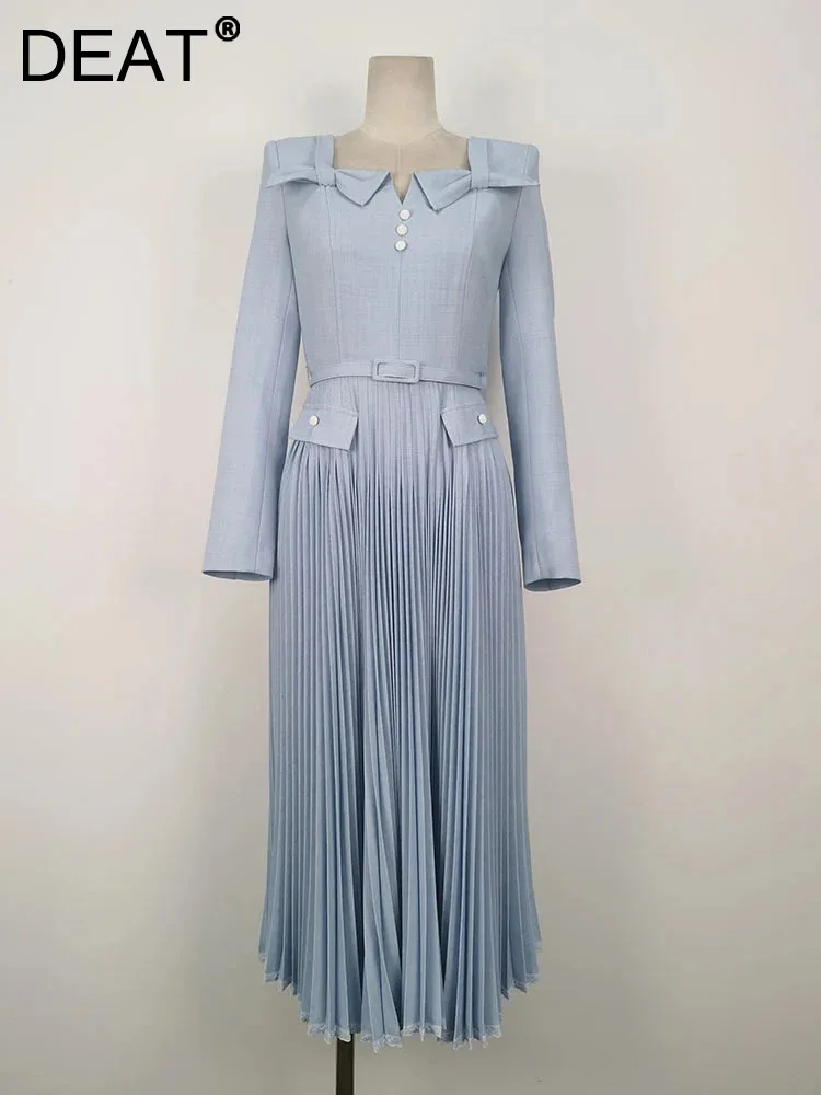 DEAT 2024 Summer Women's Bow Square Collar Pleated Dress New Models Long Sleeve Solid Color Zipper Dresses Female 15KB5975
DEAT 2024 Summer Women's Bow Square Collar Pleated Dress New Models Long Sleeve Solid Color Zipper Dresses Female 15KB5975