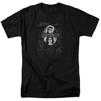 래비린스 메이즈 티셔츠 남성용, 클래식 영화 고블린 왕 사라 블랙, 긴팔 또는 반팔 라이센스