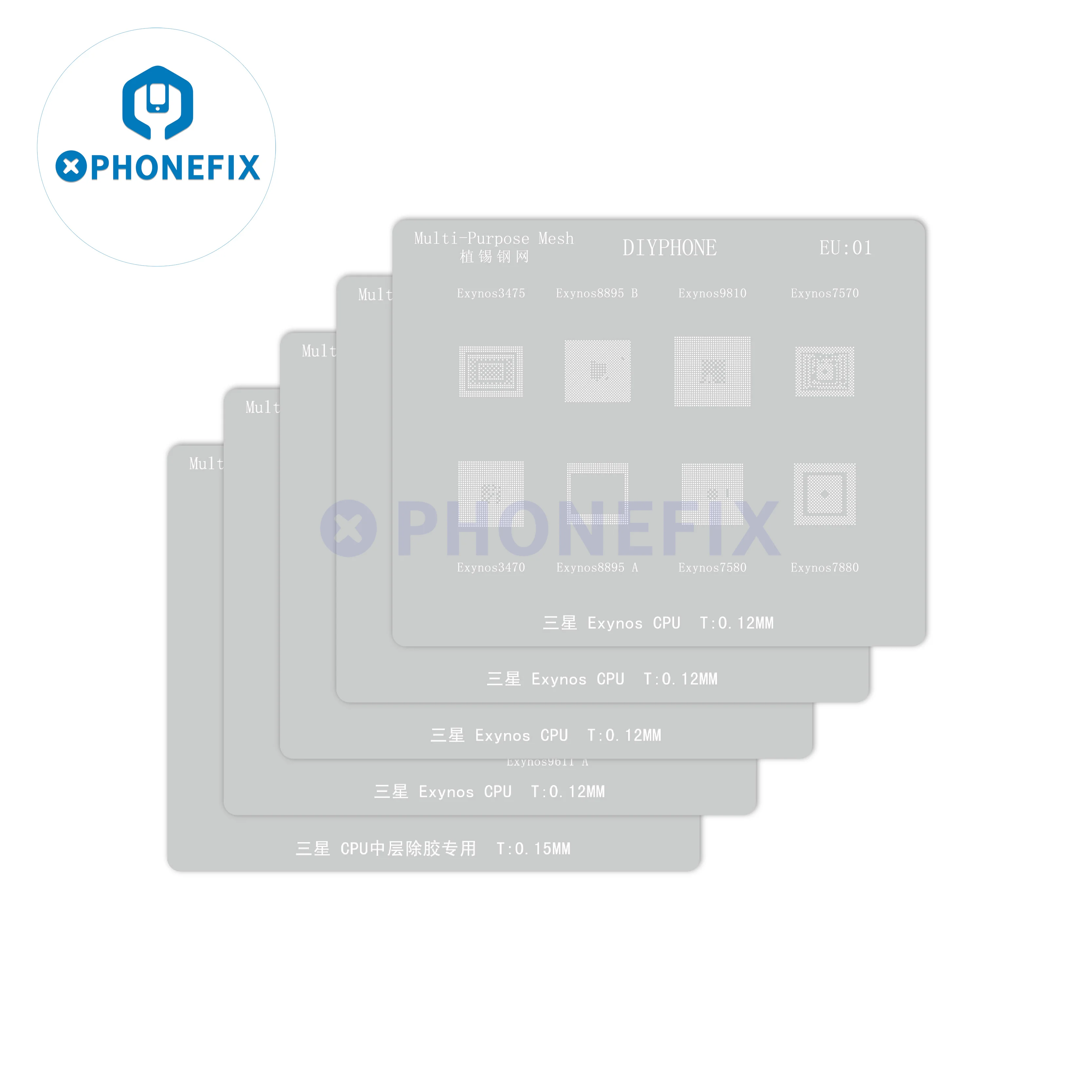 EU1 EU2 EU3 EU4 EU5 Steel Mesh CPU RAM Chip IC BGA Reballing Stencil For SAMSUNG Exynos 7885/9820/9610/980/8890/7580/8895/7880
EU1 EU2 EU3 EU4 EU5 Steel Mesh CPU RAM Chip IC BGA Reballing Stencil For SAMSUNG Exynos 7885/9820/9610/980/8890/7580/8895/7880