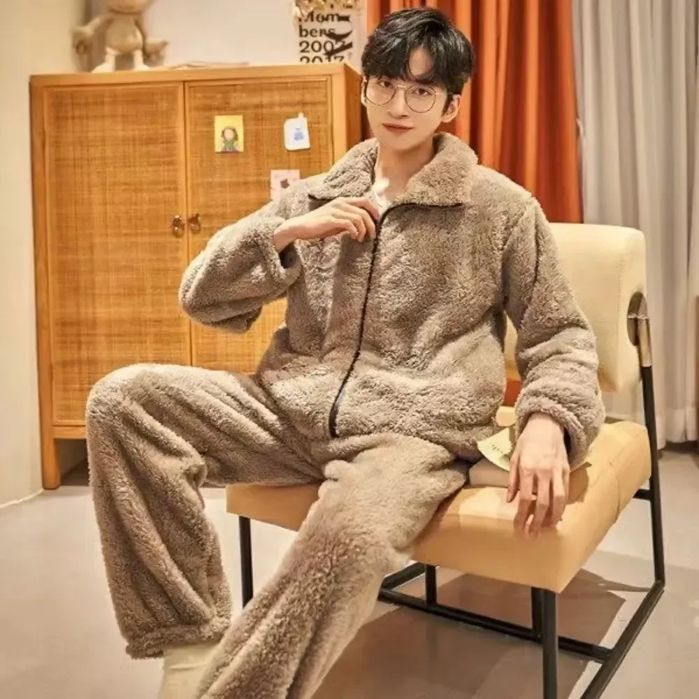 Winter Loungewear Nightwear Collar Turn-down Men's Home Sleepwear Flannel Zipper Suit Warm Pajamas Thicken Pijamas Sets 2PCS
Winter Loungewear Nightwear Collar Turn-down Men's Home Sleepwear Flannel Zipper Suit Warm Pajamas Thicken Pijamas Sets 2PCS
