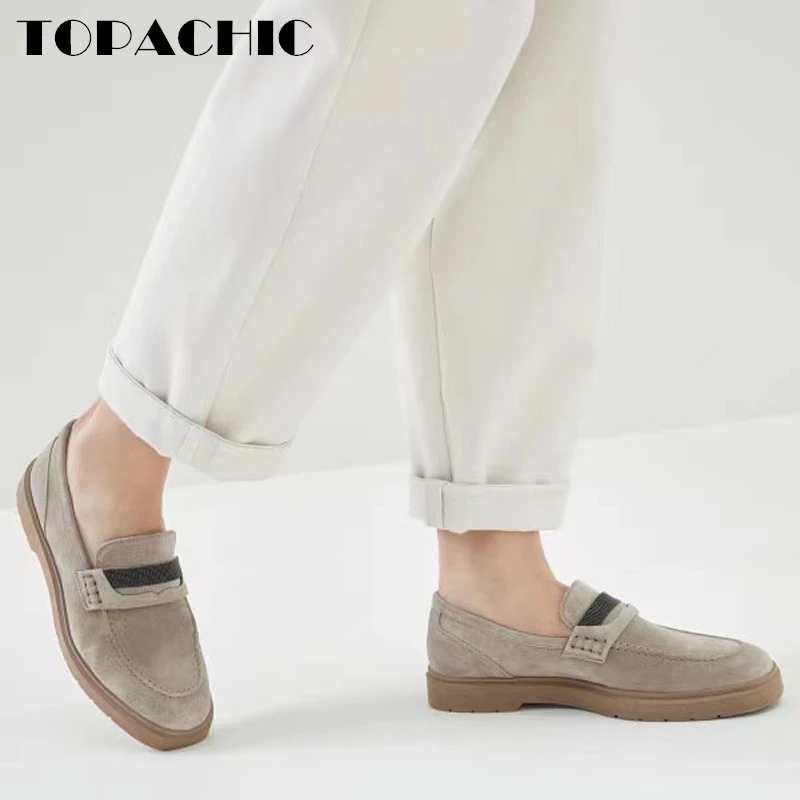 1.18 BC TOPACHIC Women's Loafers Cow Suede Bead Chains Sewing Shallow Round Toe Rubber Outsole Casual Shoes
1.18 BC TOPACHIC Women's Loafers Cow Suede Bead Chains Sewing Shallow Round Toe Rubber Outsole Casual Shoes