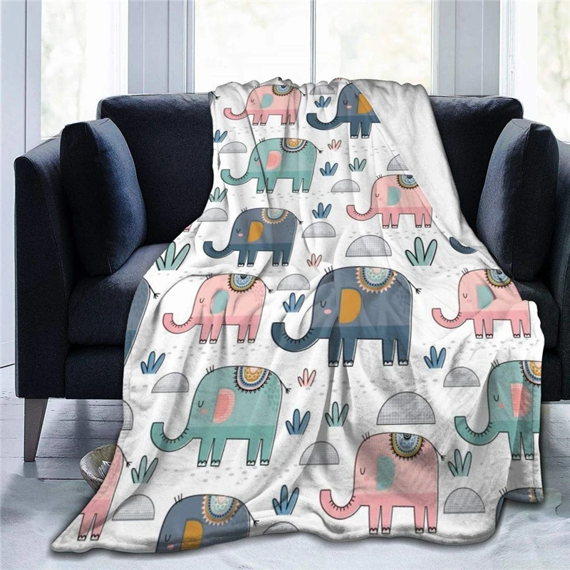 

Cartoon Cute Elephant Blankets For Beds Sofa Soft Flannel Sherpa Plush Throw Blanket Bedspreads Travel Picnic Nap Cover Dropship
