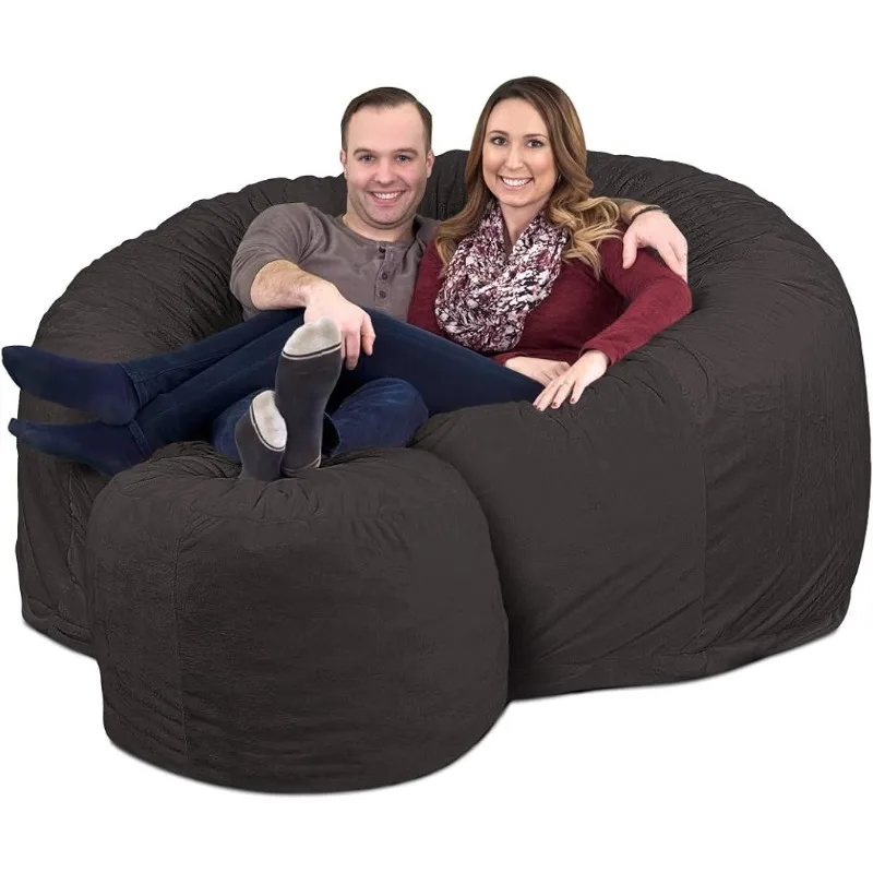 

ULTIMATE SACK 6000 Bean Bag Chair W/Footstool: Giant Foam-Filled Furniture - Machine Washable Covers, Double Stitched Seams