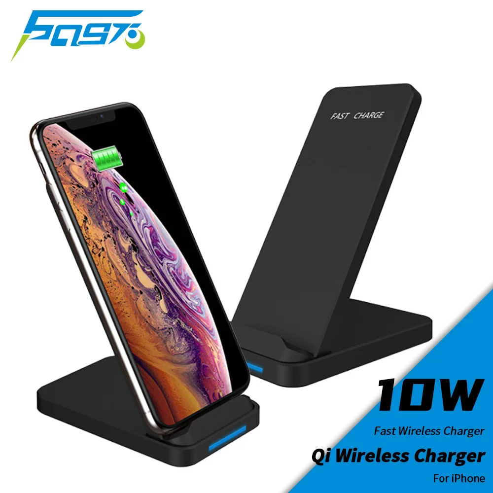 

10W Qi Wireless Charger Stand for iPhone 14 13 12 Pro Max X XR 8 Plus Samsung Black Fast Charging Induction Dock Holder Station