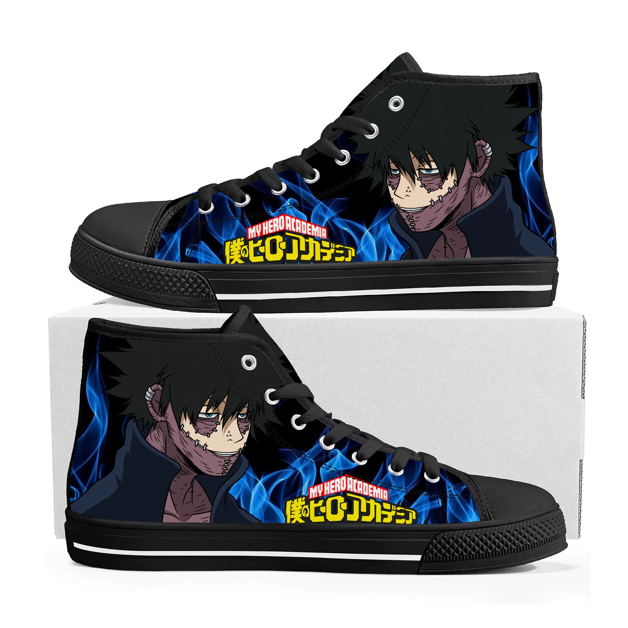 

Anime My Hero Academia Dabi High Top Sneakers Mens Womens Teenager High Quality Canvas Sneaker Casual Couple Shoes Custom Shoe