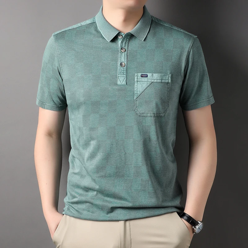 New Luxury Golf Polo Shirts Casual Plaid Cotton Summer Short Sleeve T-Shirt Homme Pocket Slim Fit Korean Men Clothing T1297
New Luxury Golf Polo Shirts Casual Plaid Cotton Summer Short Sleeve T-Shirt Homme Pocket Slim Fit Korean Men Clothing T1297