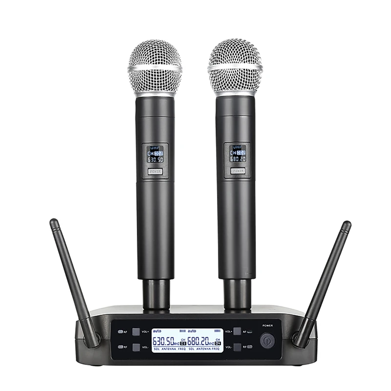 Dual Channels UHF Wireless Microphone Set Handheld Fixed Frequency Dynamic Mic for Karaoke Wedding Party Church Show
Dual Channels UHF Wireless Microphone Set Handheld Fixed Frequency Dynamic Mic for Karaoke Wedding Party Church Show