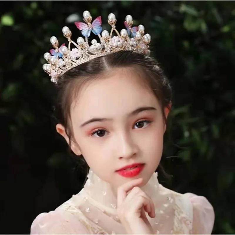 Gold Butterfly Princess Crown for Girls Handmade Rhinestone Tiara Pearl Headband for Birthday Wedding Model Catwalk Party
Gold Butterfly Princess Crown for Girls Handmade Rhinestone Tiara Pearl Headband for Birthday Wedding Model Catwalk Party