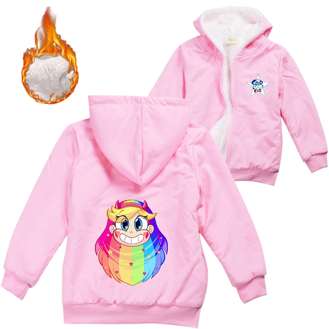 

Star vs. the Forces of Evil Thicken Hooded Sweater Kids Outerwear Warm Winter Jacket For Boys Girls with Zipper Children Coat