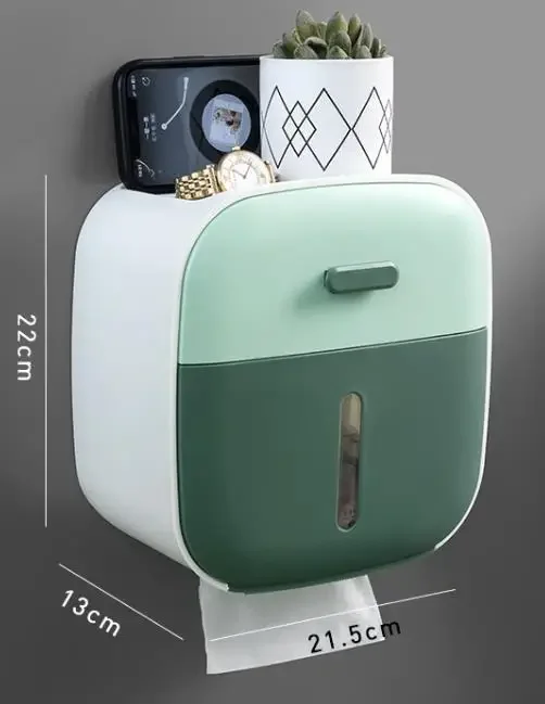 Toilet Paper Holder Box holder Bathroom Rack Waterproof Reel Tissue Storage Box Punch-free Kitchen Bathroom Storage Holder
Toilet Paper Holder Box holder Bathroom Rack Waterproof Reel Tissue Storage Box Punch-free Kitchen Bathroom Storage Holder