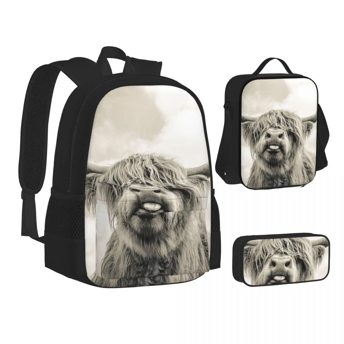 Cheeky Highland Cow Backpacks Boys Girls Bookbag Children School Bags Cartoon Kids Rucksack Lunch Bag Pen Bag Three-Piece Set
Cheeky Highland Cow Backpacks Boys Girls Bookbag Children School Bags Cartoon Kids Rucksack Lunch Bag Pen Bag Three-Piece Set