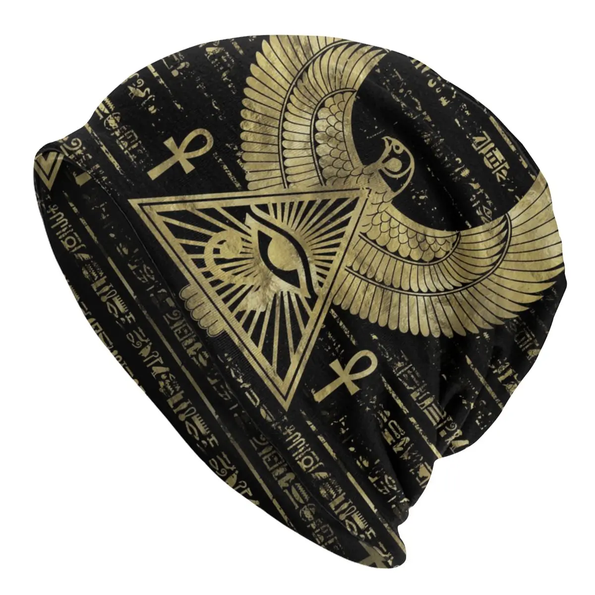 

Ancient Egypt Eye Of Horus Bonnet Homme Street Knitted Hat For Women Men Warm Winter Egyptian Culture Hieroglyphs Beanies Caps