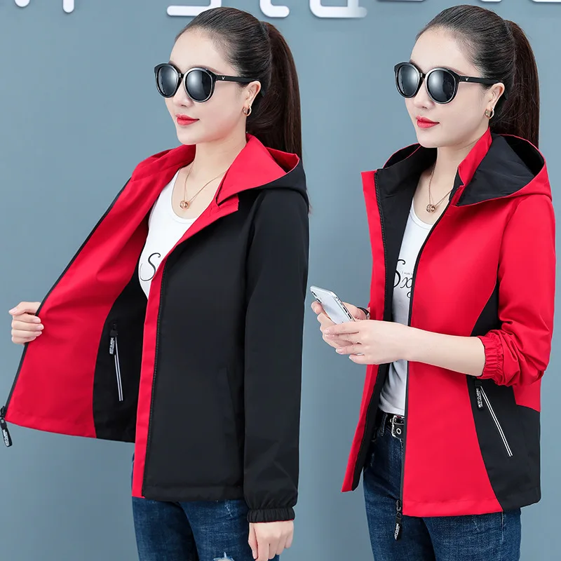 

Double-sided Trench Coat Women's 2024 Spring Autumn New Casual Jacket Baseball uniform Female Top Windbreakers Female Outerwear