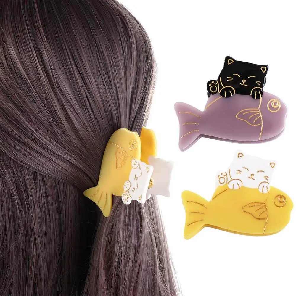 

Hairgrips Fashion Headdress Gifts For Girls Large Hairpins Animals Acetate Hair Claw Korean Shark Clip Women Hair Clips Cat