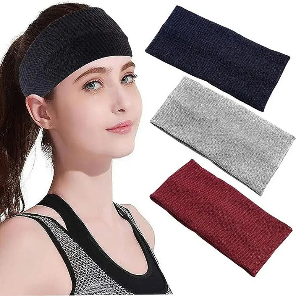 

Solid Knitted Sports Headband for Women Elastic Non Slip Breathable Running Cycling Yoga Hairband Hair Accessories G8Q7