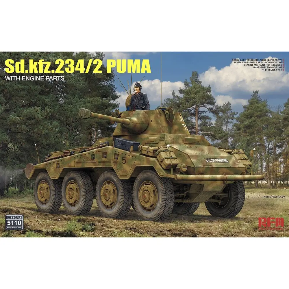 

RYEFIELD MODEL RFM RM-5110 1/35 German Sd.kfz.234/2 Puma With Engine Parts - Scale Model Kit