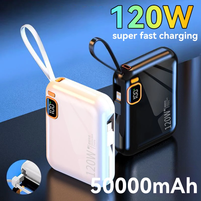 Портативный внешний аккумулятор 50000 мАч, 120 Вт, съемный USB-кабель C, двухстороннее быстрое зарядное устройство, мини внешний аккумулятор для iPhone, Xiaomi, Samsung
Портативный внешний аккумулятор 50000 мАч, 120 Вт, съемный USB-кабель C, двухстороннее быстрое зарядное устройство, мини внешний аккумулятор для iPhone, Xiaomi, Samsung