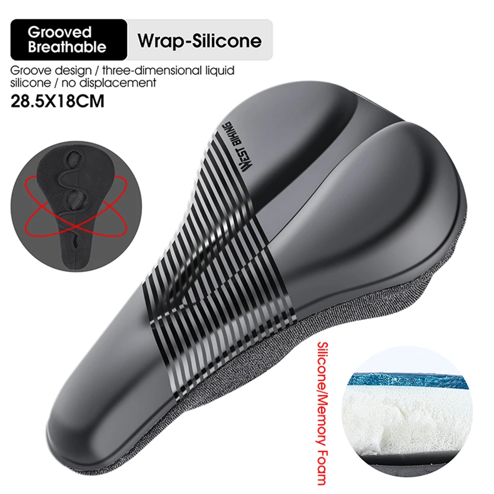 WEST BIKING Bike Seat Cover Soft Silicone Gel Padded PU Bicycle Saddle Cover Memory Foam Non-Slip Waterproof 3D Bike Seat Cover
WEST BIKING Bike Seat Cover Soft Silicone Gel Padded PU Bicycle Saddle Cover Memory Foam Non-Slip Waterproof 3D Bike Seat Cover