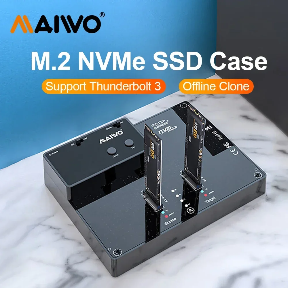 

MAIWO Dual Bay M.2 NVMe корпус SSD офлайн клон 10 Гбит/с USB 3,1 Gen2 внешний фонарь M2 Nvme коробка для жесткого диска копия внешнего фонаря