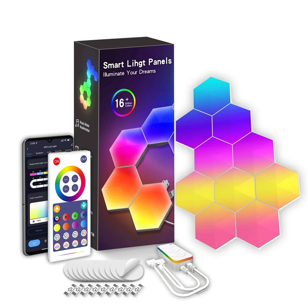 DC12V Smart APP/WIFI Tuya Quantum Lights RGBIC LED Hexagon Wall Lamp for Wedding Xmas Birthday Party Bedroom Bedside Dream Decor
DC12V Smart APP/WIFI Tuya Quantum Lights RGBIC LED Hexagon Wall Lamp for Wedding Xmas Birthday Party Bedroom Bedside Dream Decor