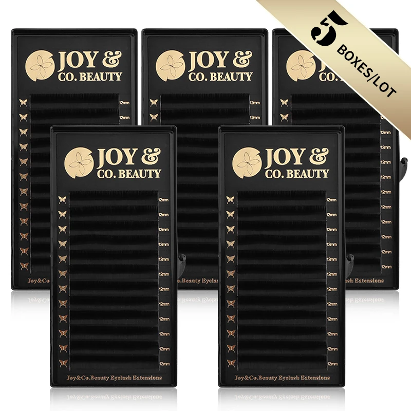 

JoyCo 5box/Lot Eyelash Extension Silk Lash Extension individual Lashes Soft Russian Volume Eyelashes Natural Faux Cils