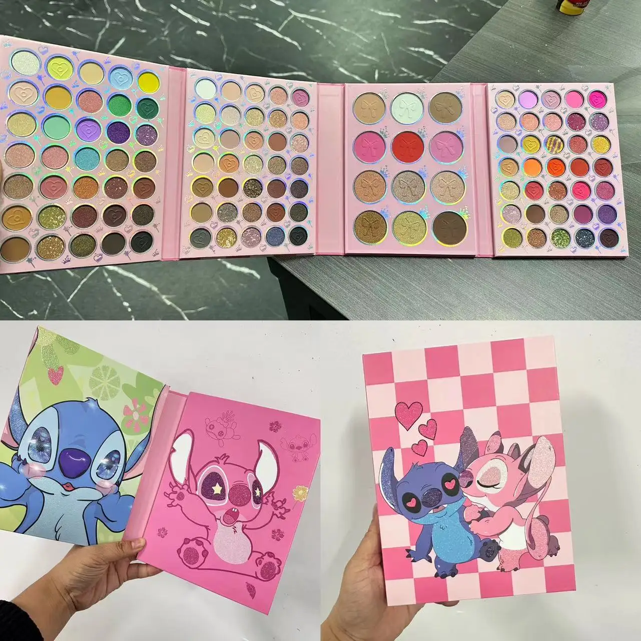 

New 117 Colors Anime Stitch Cosmetic Eye Shadow Palette Pearlescent Matte Highlight Blush Makeup Fashion Portable Design Gifts