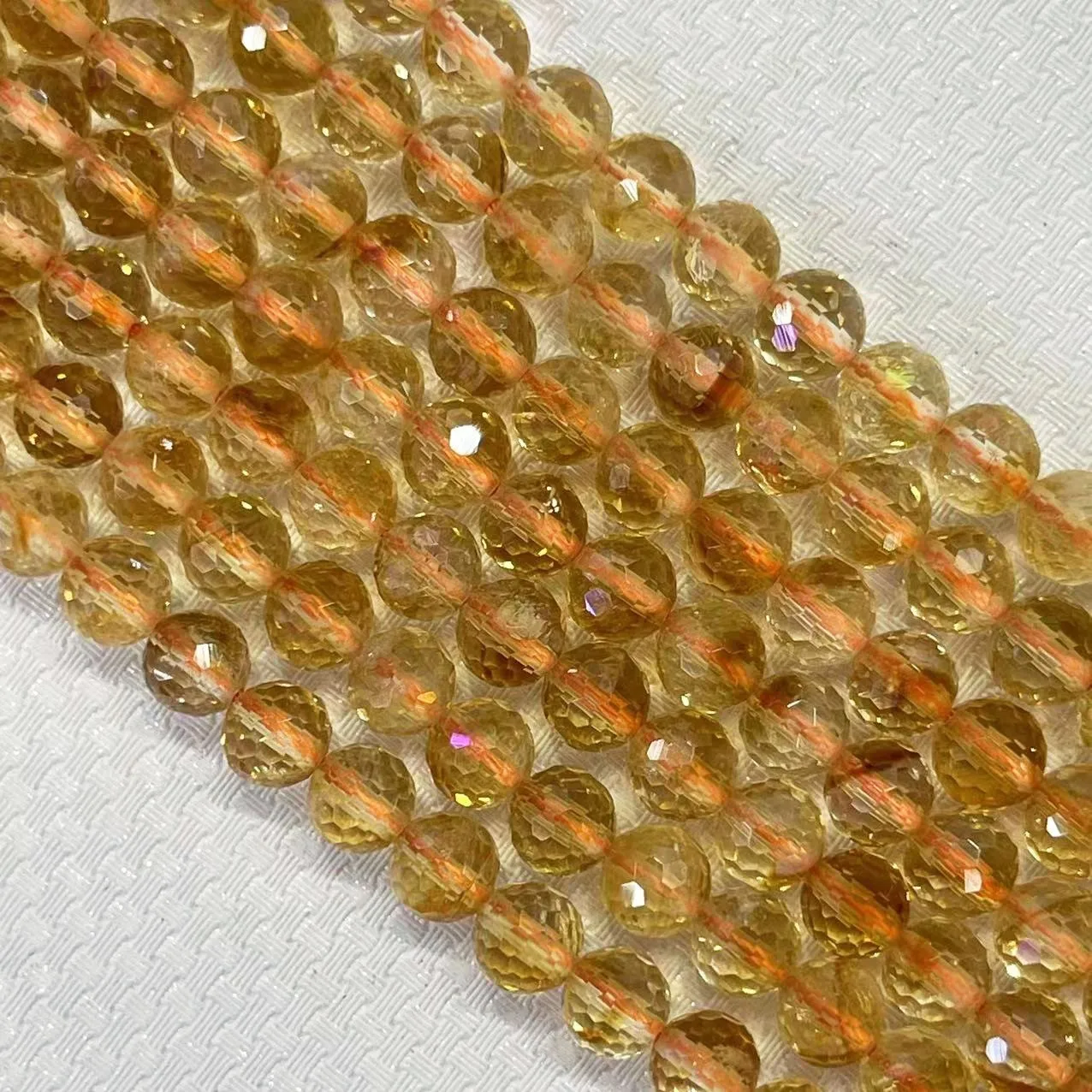 

Top Natural Citrine Stone 6/8/10MM Yellow Round Faceted Loose Beads Strand Genuine Gemstone Accessories For DIY Jewelry Mking