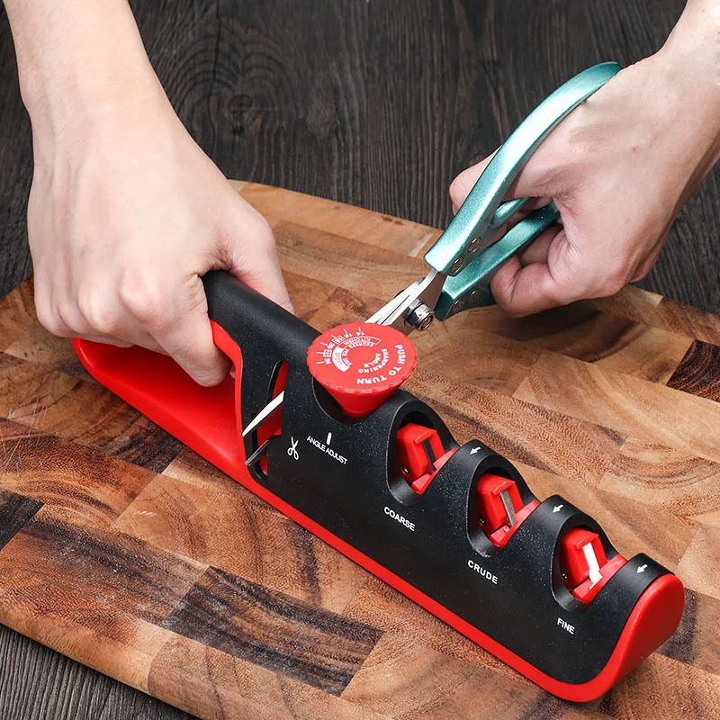 

XITUO Knife Sharpener Quick Sharpening Stone Angle Adjustable Knives Sharpener Sharp Kitchen Knives and Scissors New 4-in-1