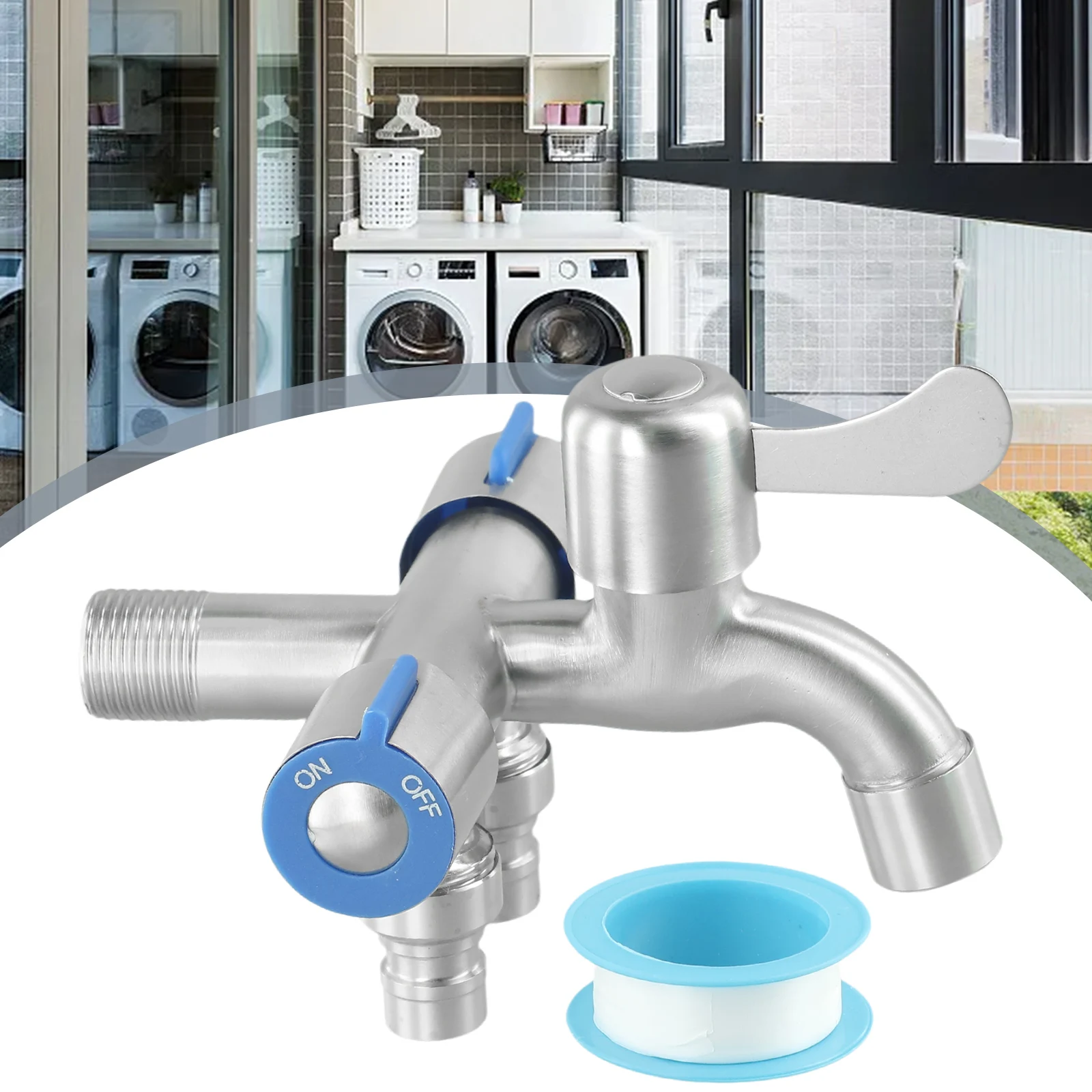 SUS304 Stainless Steel Three Way Tap With Raw Tape 3 Autocephaly Switches Faucet For Washing Machine Sprayer Shower 12x6x9cm
SUS304 Stainless Steel Three Way Tap With Raw Tape 3 Autocephaly Switches Faucet For Washing Machine Sprayer Shower 12x6x9cm