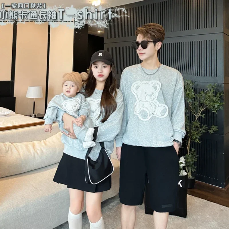 

Family Look Dad Mom and Daughter Son Baby Matching Long Sleeve Sweatshirt 2024 Autumn Winter Parent-child Clothes Toddler Romper