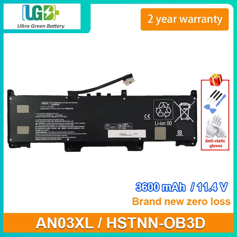 

UGB New AN03XL HSTNN-OB3D Laptop Battery For HP Pro x360 Fortis 11 G9 M64308-AC2 M73474-005 HSTNN-OB2K TPN-DM0M 3600mAh 11.4V