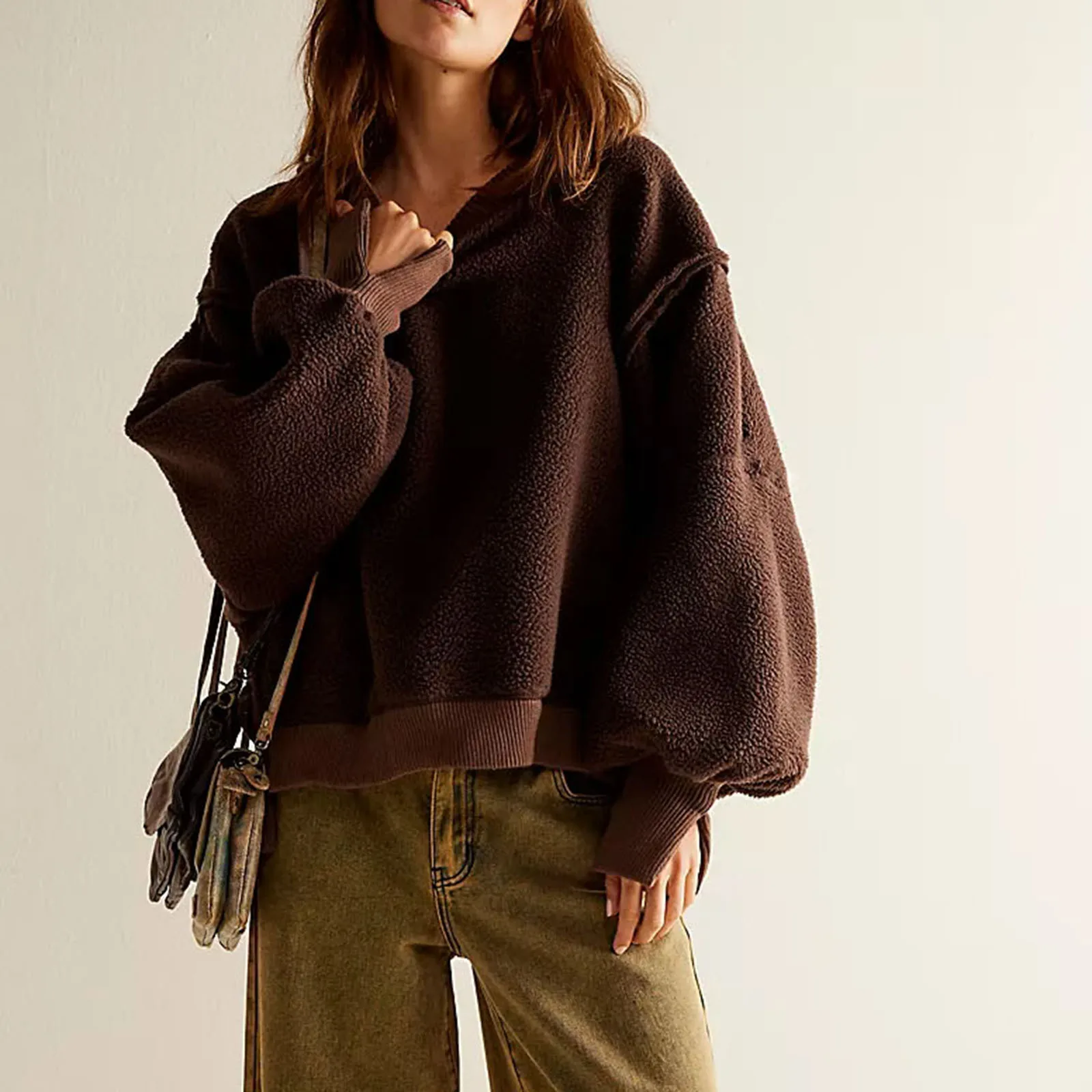 Women Oversized Wool Sweatshirt Long Sleeve Crewneck Side Split Pullover Tops Fall Winter Wool Sweatshirt
Women Oversized Wool Sweatshirt Long Sleeve Crewneck Side Split Pullover Tops Fall Winter Wool Sweatshirt