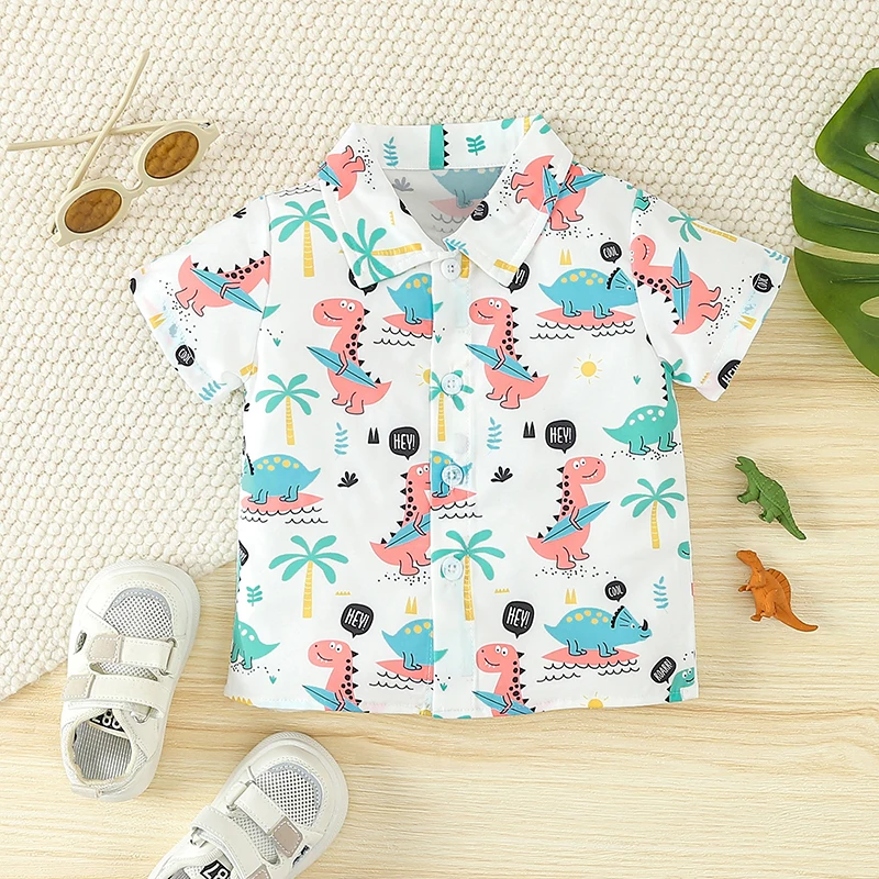 Boys Summer Shorts Sets Short Sleeve Lapel Dinosaur Print Button Shirt Solid Color Shorts Sets
Boys Summer Shorts Sets Short Sleeve Lapel Dinosaur Print Button Shirt Solid Color Shorts Sets