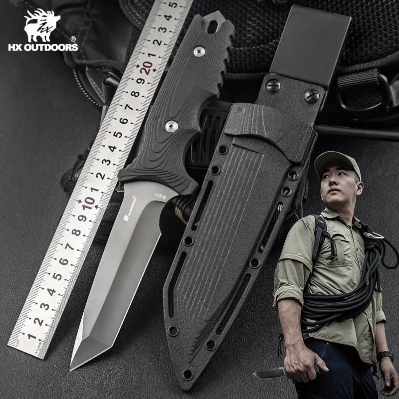 

HX открытый 440c тактический нож с резиновой ручкой инструмент для кемпинга спасательные ножи для выживания с ножнами инструмент для повседневного использования Прямая поставка