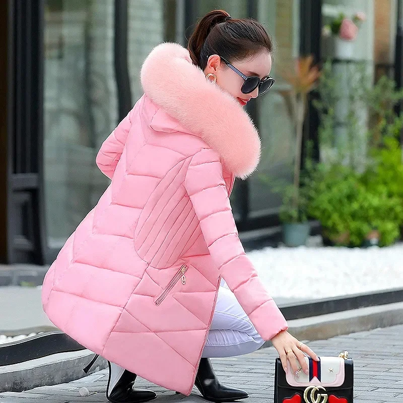 2023 Pink Black Blue Winter Coat Women Parkas Hooded Fur Collar Slim Overcoat Cotton-padded Clothes Female Thicken Warm Coats
2023 Pink Black Blue Winter Coat Women Parkas Hooded Fur Collar Slim Overcoat Cotton-padded Clothes Female Thicken Warm Coats