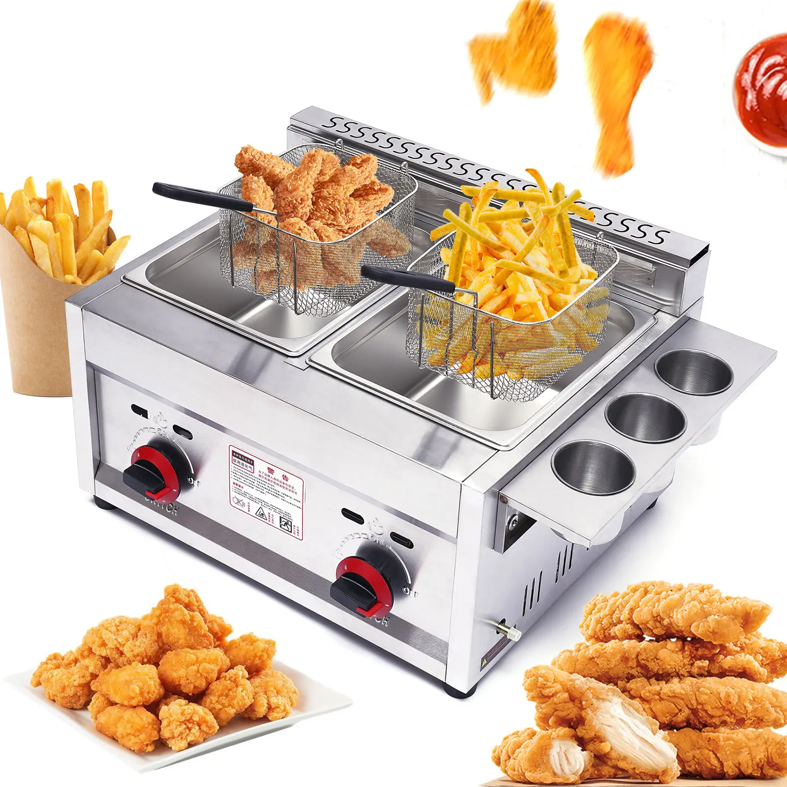 12L Gas LPG Deep Fryer Dual Tank With 2 Baskets Kitchen Frying Machine Stainless Commercial
12L Gas LPG Deep Fryer Dual Tank With 2 Baskets Kitchen Frying Machine Stainless Commercial