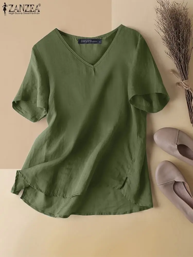 2023 ZANZEA Vintage Solid Blouse Women Summer Tops V Neck Short Sleeve Blusas Femme Work Shirt Causal Loose Tunic Mujer Chemise
2023 ZANZEA Vintage Solid Blouse Women Summer Tops V Neck Short Sleeve Blusas Femme Work Shirt Causal Loose Tunic Mujer Chemise
