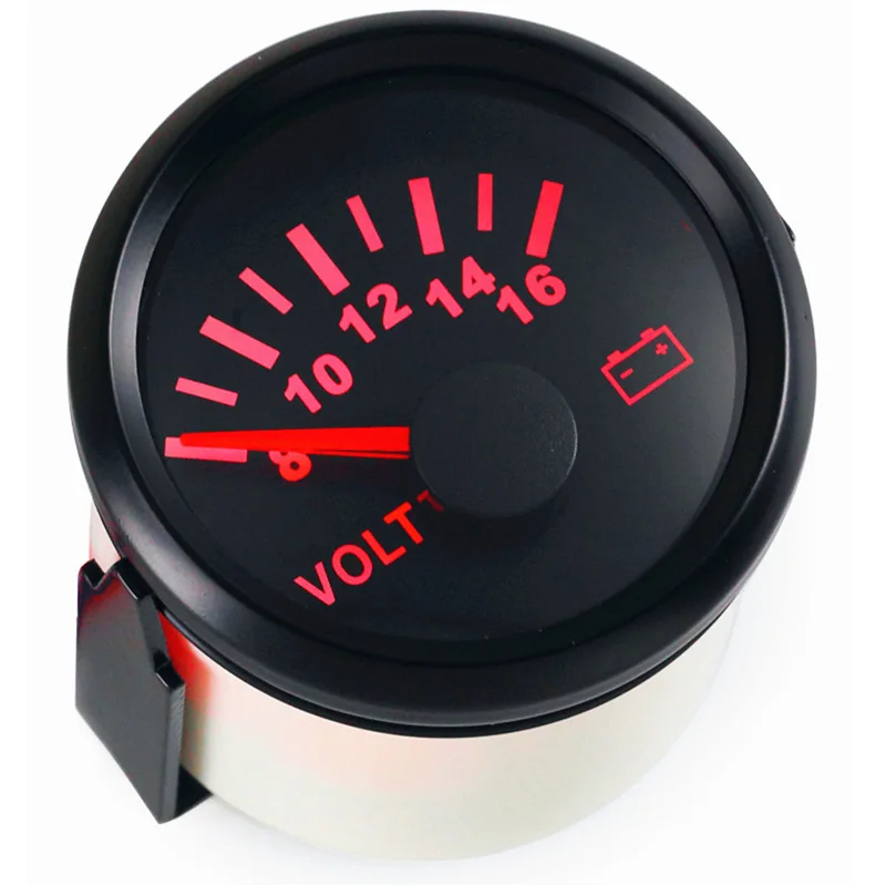 

52mm Pointer Type Volt Meters 8-16v Voltage Meters Voltmeters Marine Volt Gauges Fit for Auto Ship Motorcycle with Red Backlight