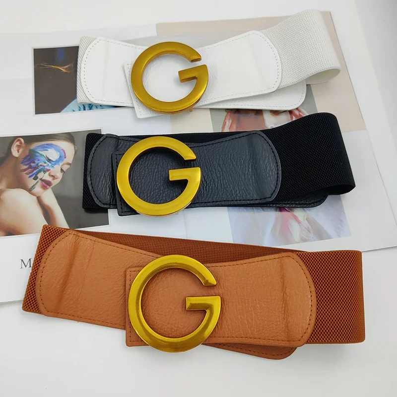 

Grande taille élastique Corset ceinture marque de luxe large concepteur ceintures pour femmes haute qualité Stretch