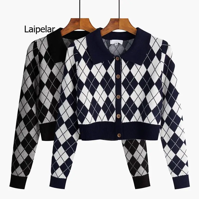 Cardigan Woman Polo Collar Long Sleeves Top Cardigan Early Autumn Winter New Women High Waist Diamond Check Sweater Coat Women
Cardigan Woman Polo Collar Long Sleeves Top Cardigan Early Autumn Winter New Women High Waist Diamond Check Sweater Coat Women
