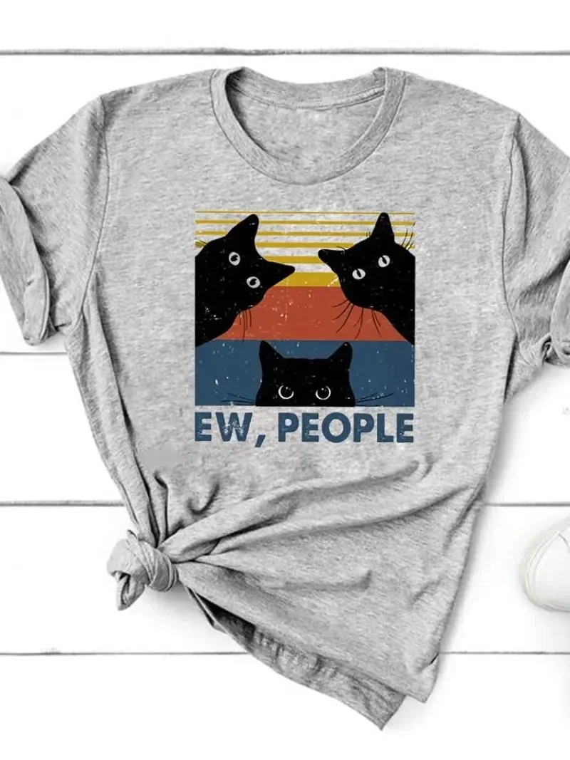 Summer Top Fashion Short Sleeve Women Print T Shirt Tee Basic Clothes Striped Cat Face Funny Graphic T-shirt Clothing
Summer Top Fashion Short Sleeve Women Print T Shirt Tee Basic Clothes Striped Cat Face Funny Graphic T-shirt Clothing