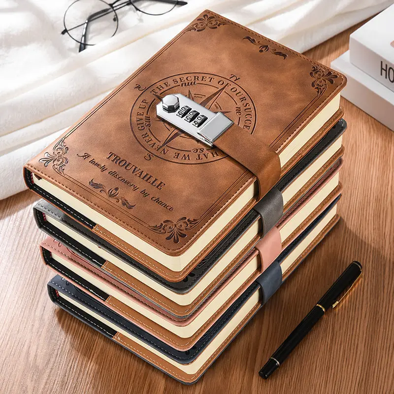 200 pages A5 retro password book with lock diary thickened creative hand ledger student notepad stationery notebook binder
200 pages A5 retro password book with lock diary thickened creative hand ledger student notepad stationery notebook binder