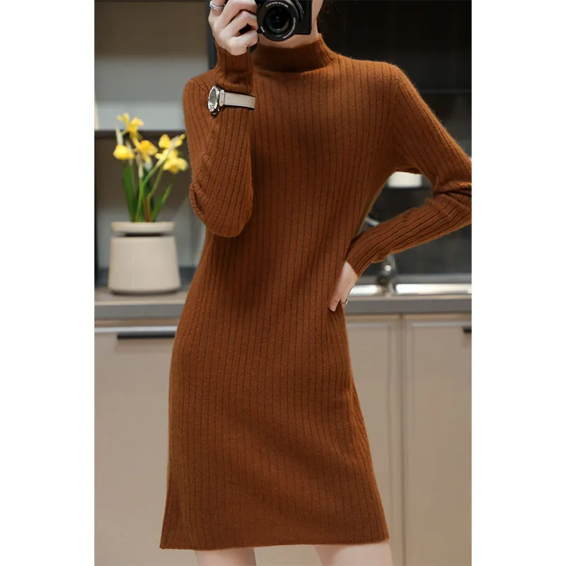 High Collars Soft Women Sweaters 100% Wool Pullovers 2022 New Arrival Menca Sheep Autumn/Winter Knitted Female Long Dresses
High Collars Soft Women Sweaters 100% Wool Pullovers 2022 New Arrival Menca Sheep Autumn/Winter Knitted Female Long Dresses