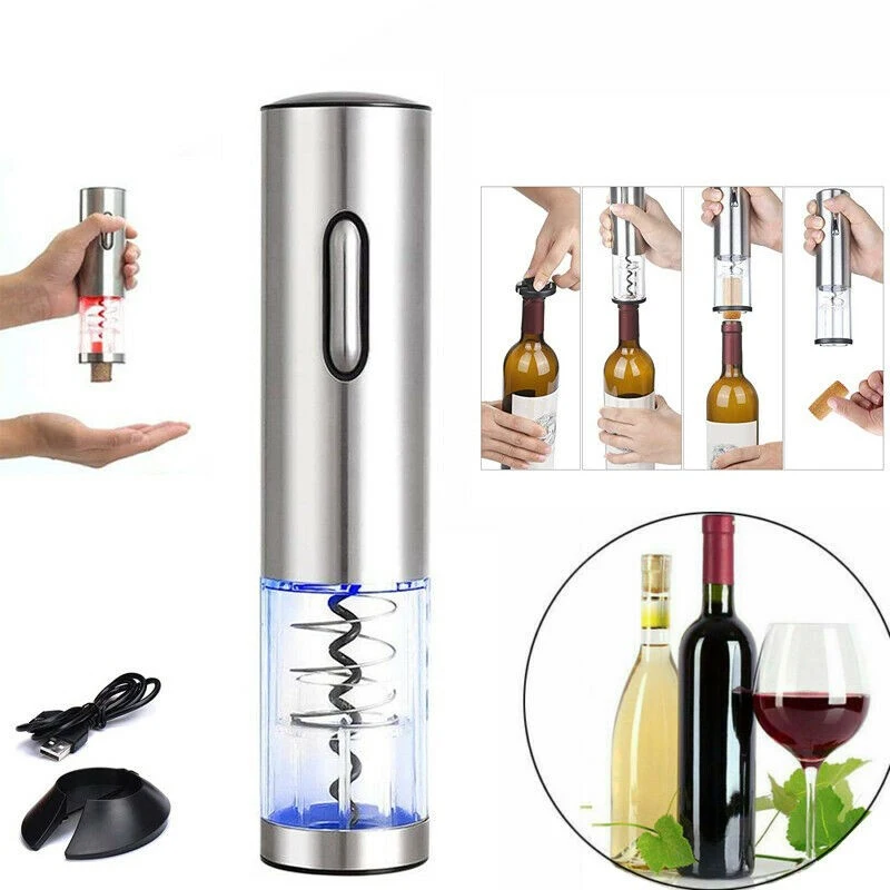 Portable Corkscrew Electric Wine Opener High Quality Rechargeable Automatic Household Tool With Foil Cutter & USB Charging Cable
Portable Corkscrew Electric Wine Opener High Quality Rechargeable Automatic Household Tool With Foil Cutter & USB Charging Cable