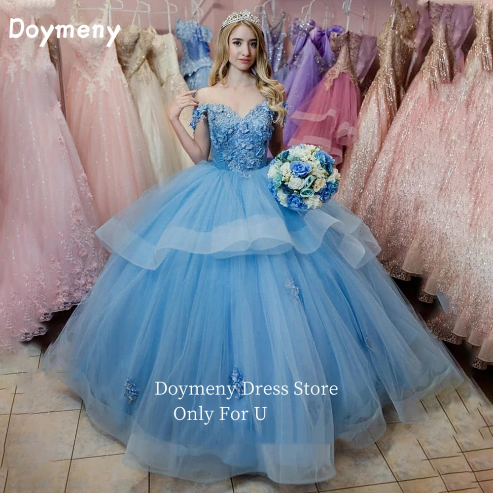 Doymeny 3D Flowers Quinceanera Dresses Off Shoulder Floor Length Ruffled Tulle Formal Evening Dress vestidos de fiesta
Doymeny 3D Flowers Quinceanera Dresses Off Shoulder Floor Length Ruffled Tulle Formal Evening Dress vestidos de fiesta