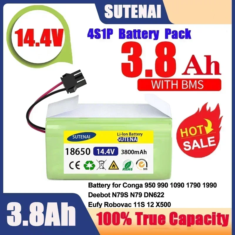 14.4V 6.8Ah Li-ion battery for Cecotec Conga Excellence 950 990 1090 Ecovacs Deebot DN621 601/605 Eufy RoboVac 35C Panda i7 V710
14.4V 6.8Ah Li-ion battery for Cecotec Conga Excellence 950 990 1090 Ecovacs Deebot DN621 601/605 Eufy RoboVac 35C Panda i7 V710
