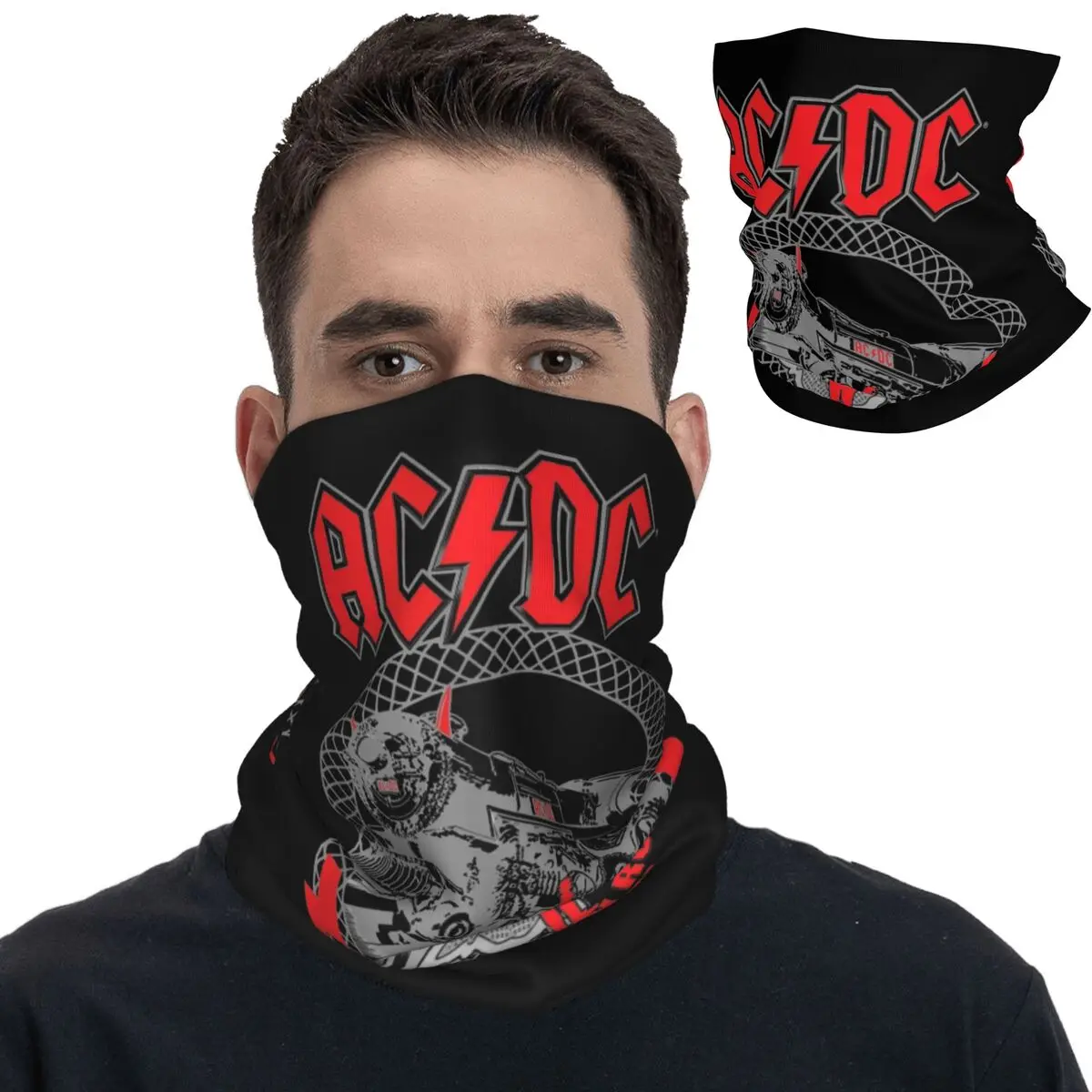 

AC DC Music Band Bandana Neck Cover Printed Balaclavas Face Scarf Multifunctional Headband for Men Women Adult Breathable