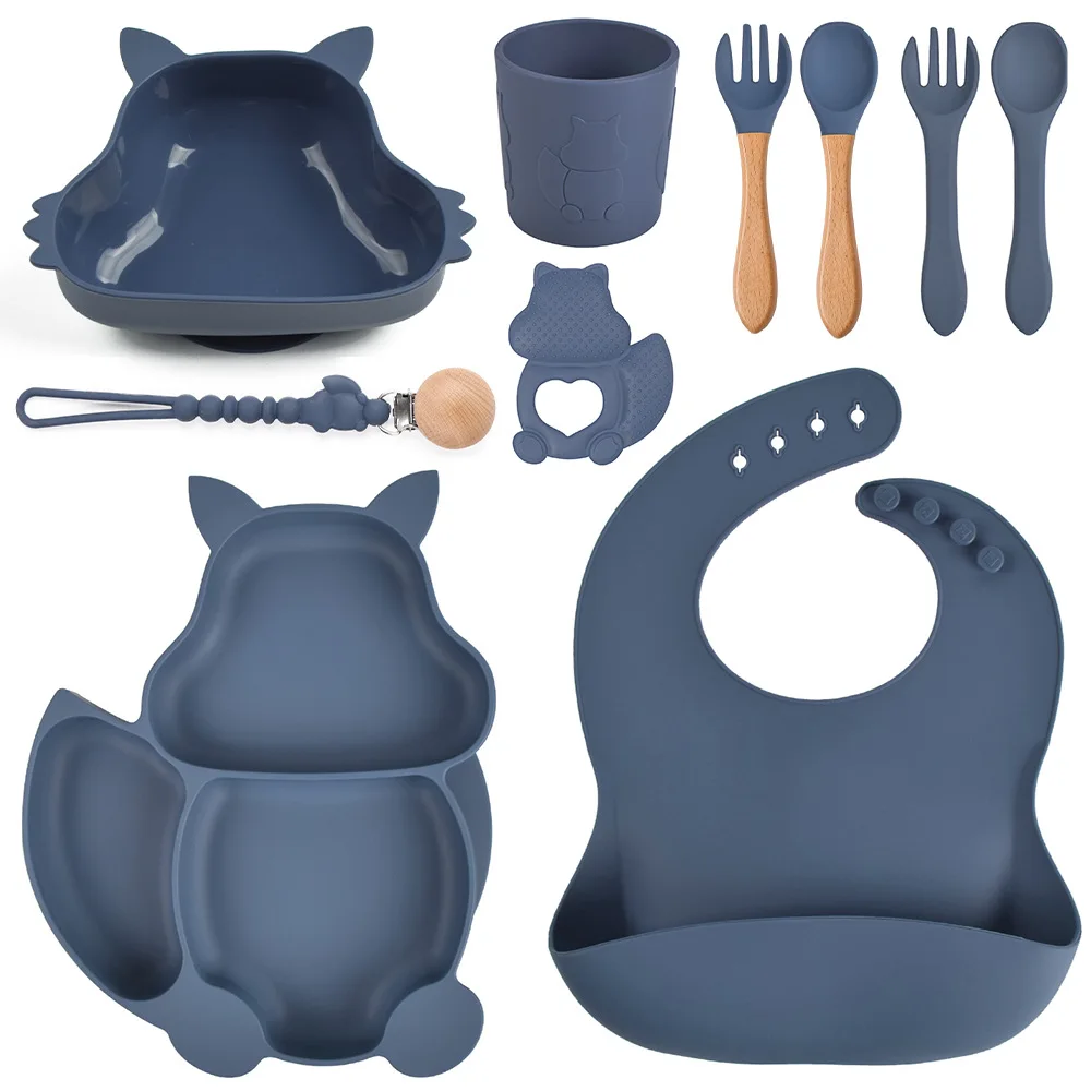 10PCS Silicone Baby Tableware Set with Teether & Pacifier Clip Squirrel Baby Dinning Plate Sucker Bowl Spoon Fork Bibs Water Cup
10PCS Silicone Baby Tableware Set with Teether & Pacifier Clip Squirrel Baby Dinning Plate Sucker Bowl Spoon Fork Bibs Water Cup