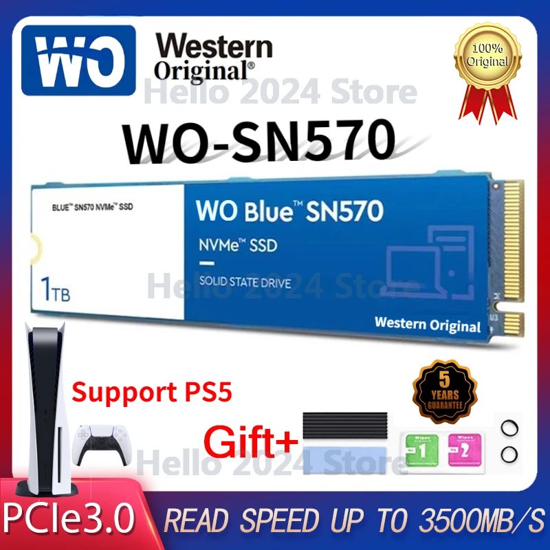 Western Original WO Blue SN570 2TB 1TB 500GB 4TB 8TB M2 SSD PCIe3.0*4 M.2 2280 Internal Solid State Drive For PS5 Desktop Laptop
Western Original WO Blue SN570 2TB 1TB 500GB 4TB 8TB M2 SSD PCIe3.0*4 M.2 2280 Internal Solid State Drive For PS5 Desktop Laptop