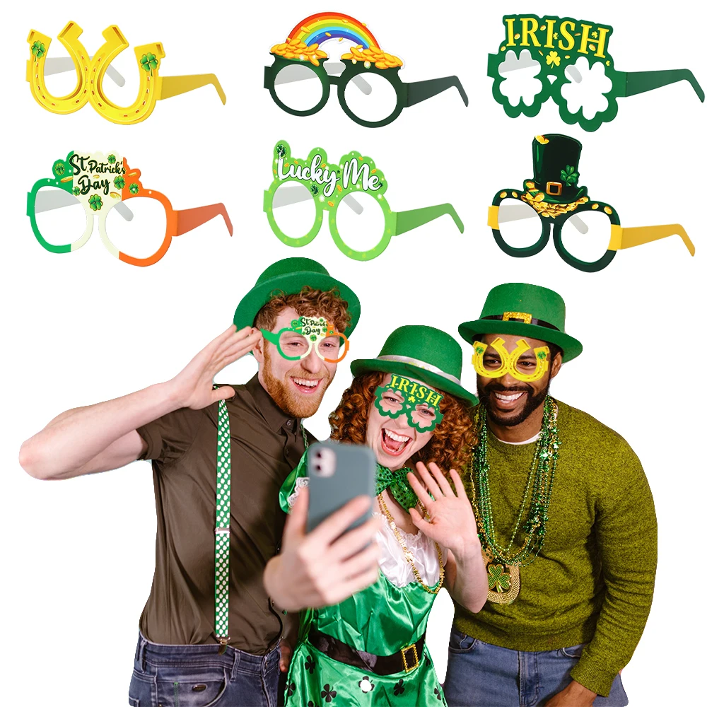 6pcs St.Patrick’s Day Paper Glasses Photo Booth Props Clover Irish Day Festival Carnival Party Decorative Cosplay Party Decor
6pcs St.Patrick’s Day Paper Glasses Photo Booth Props Clover Irish Day Festival Carnival Party Decorative Cosplay Party Decor